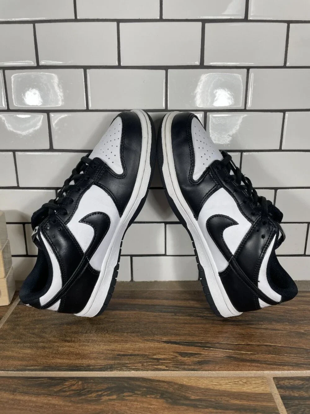Nike Dunk Low Shoes Youth Boys Size 5Y Black White Leather Panda Low Top Sneaker